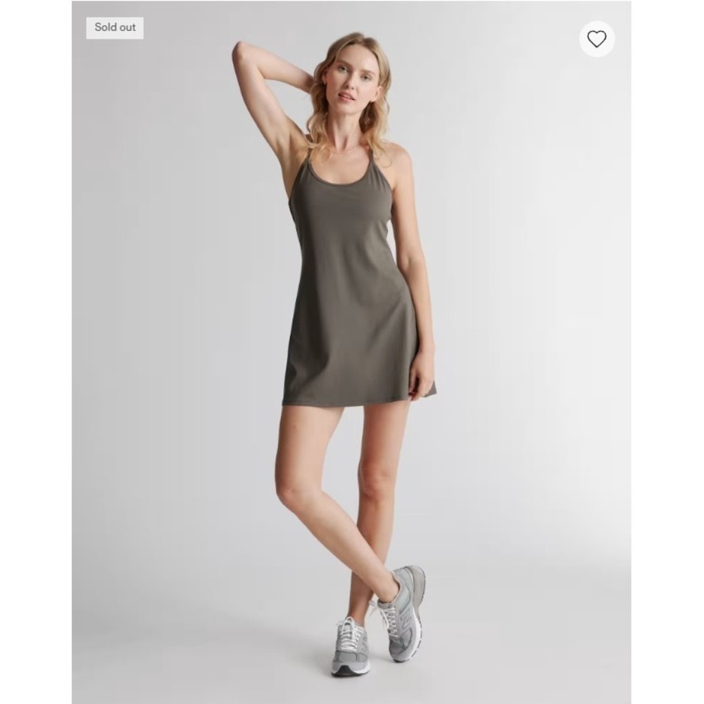 Quince Ultra-Soft Active Dress Olive Green Racerback Shelf Bra Athletic Mini